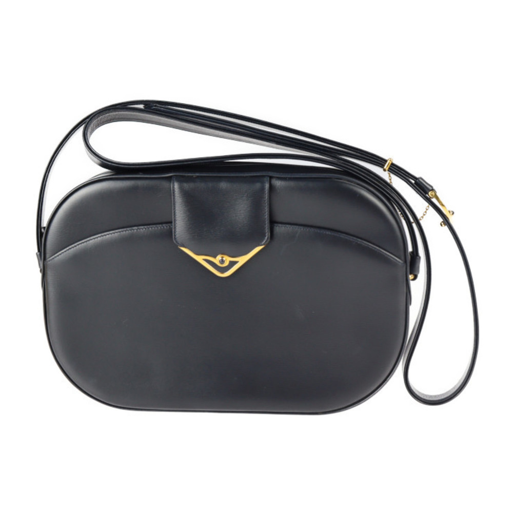 CARTIER Cartier sapphire line shoulder bag 61BJ547 leather navy gold metal fi...